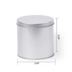 Silver Round Tin Box With Flat Lid 3.543.54 Inch