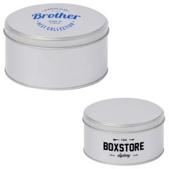 Silver Round Tin Box With Flat Lid 4.722.36 Inch