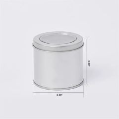 Silver Round Tin Box With Window Lid 2.562.36 Inch