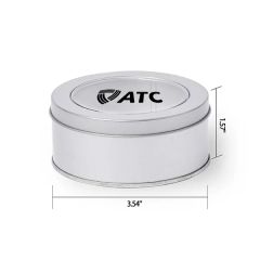 Silver Round Tin Box With Window Lid 3.541.57 Inch