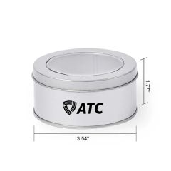 Silver Round Tin Box With Window Lid 3.541.77 Inch
