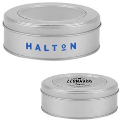 Silver Round Tin Box With Window Lid 4.721.57 Inch