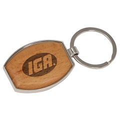 Silver/Wood Laserable Keychain