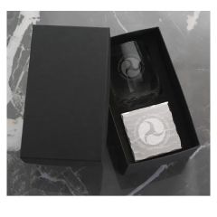 Single Soho Etched Coaster and Stemless Wine Glass Set