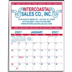Small 12-Sheet Calendar - Red & Blue