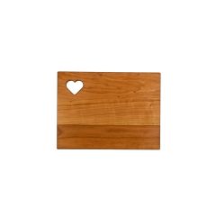 Small Cherry Cutting Board With Heart Cutout 12 Inch X 9 Inch X 3/4 Inch