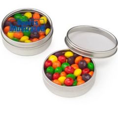 Small Clear Window Tin With Skittles