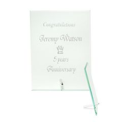 Small Jade Glass Plaque Award With Stand