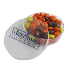 Small Round Acrylic Filled With Reese's Pieces Candy