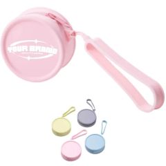 Small Round Zipper Silicone Coin Purse Earphone Bag Keychain