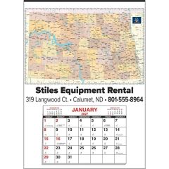 Small State Map Full Apron Calendar - North Dakota