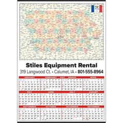 Small State Map Year-In-View Calendar - Iowa
