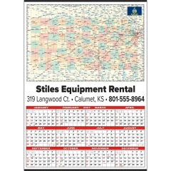 Small State Map Year-In-View Calendar - Kansas