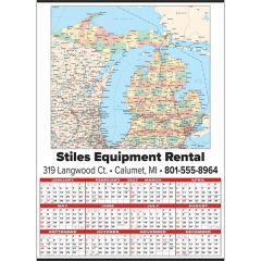 Small State Map Year-In-View Calendar - Michigan