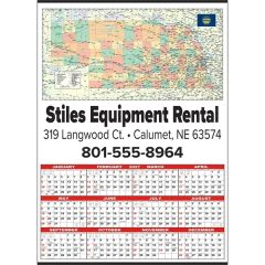 Small State Map Year-In-View Calendar - Nebraska