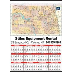 Small State Map Year-In-View Calendar - North Dakota