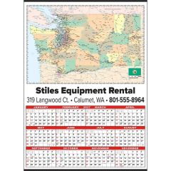 Small State Map Year-In-View Calendar - Washington