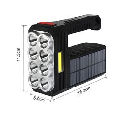 Solar Rechargeable Flashlight With Cob Sidelight