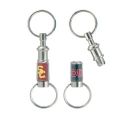 Solid Nickel Plated Brass Pull-A-Part Keytag 1 3/4 Inch X 3/4 Inch