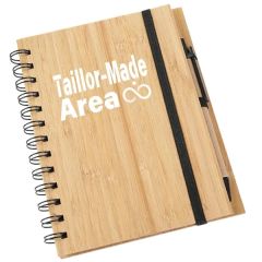 Spiral Bamboo Notepad Journals With Pen
