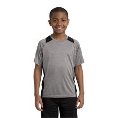 Sport-Tek Youth Heather Colorblock Contender Tee.
