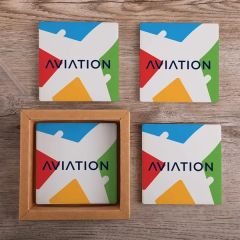 Square Ceramic 4pc. Coaster Set In Box