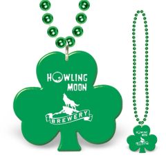 St. Patricks Shamrock Beads With Imprinted Medallion