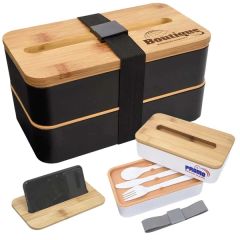 Stackable Bento Lunch Box With Phone Stand With Lid