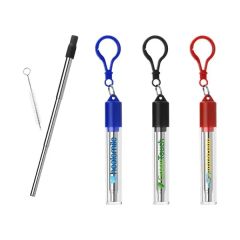 Stainless Reusable Drinking Straw With Case - Full Color