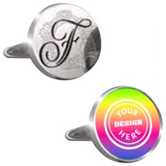 Stainless Steel Cufflinks Round Etched Colorfilled