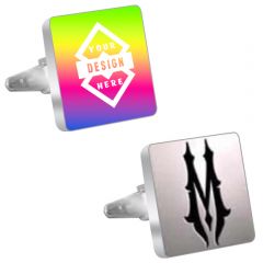 Stainless Steel Cufflinks Square Etched With Color Logo