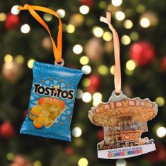 Stainless Steel Offset Print Custom Ornament With Epoxy Dome