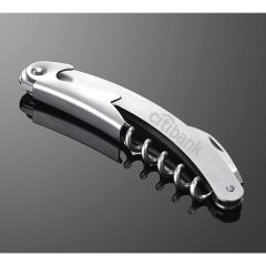 Stainless Steel Wine Opener- Cutter Blade, Corkscrew & Lever