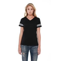 Startee Ladies' Cvc Striped Varsity T-Shirt