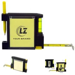 Steel Tape Measure With Spirit Level Note Memo Pad and Pen
