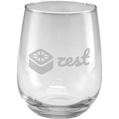 Stemless White Wine Glass - Deep Etched