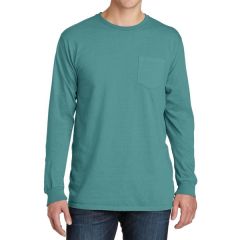 Stylish Pigment-Dyed Long Sleeve Tee With Pocket