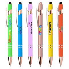 Stylus-3261 Bright Ballpoint Soft Touch Pens With Rose Gold