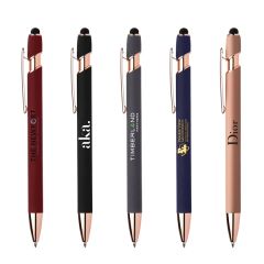 Stylus-4562 Ballpoint Soft Touch Pens With Rose Gold Trims