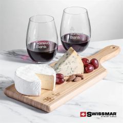 Swissmar Bamboo Board & 2 Laurent Stemless Wine