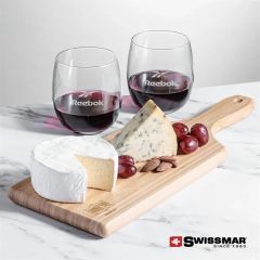Swissmar Bamboo Board & 2 Zacata Stemless Wine