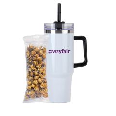 Tapered Tumbler W/Handle & Straw-40 Oz, White & Dark Choc