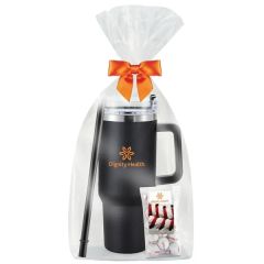 Tapered Tumbler With Handle and Chocolate Baseballs