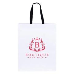 Teak- Woven Handle White Eurotote - Flexo Ink Print