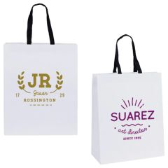 Teak- Woven Handle White Eurotote - Flexo Ink Print