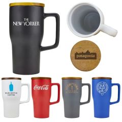 Terra 18 Oz Ceramic Mug With Natural Wood Lid