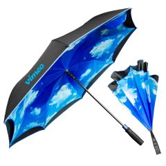 The Blue Sky And Clouds Inverted Umbrella With Full Color Imprint 48 In