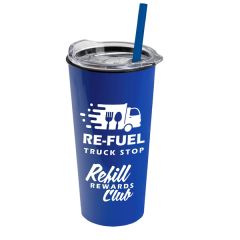 The Roadmaster - 18 Oz Travel Tumbler W. Clear Lid & Straw