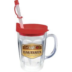 Thermal Double Wall Travel Mug W/Lid & Handle - Decal
