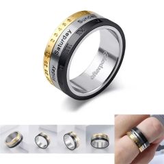 Titantion Stainless Steel Calendar Anxiety Ring